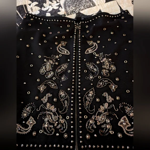 Allsaints Cassidy Zip Up Embellished Mini Skirt - Black studded - Picture 5 of 13